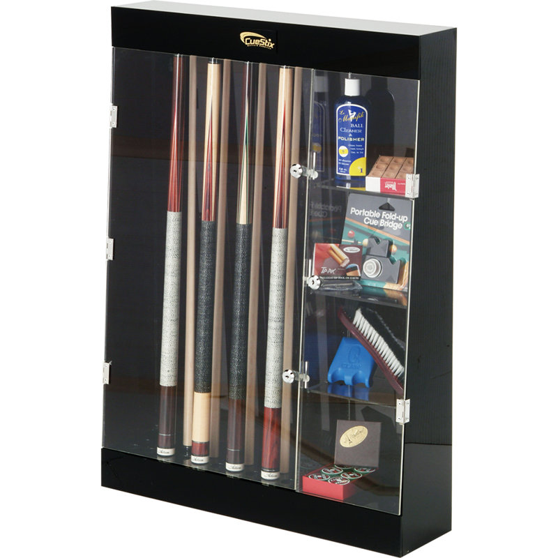 Display Cases Ten Cue Wall Mount Display Case with Accessory Shelves
