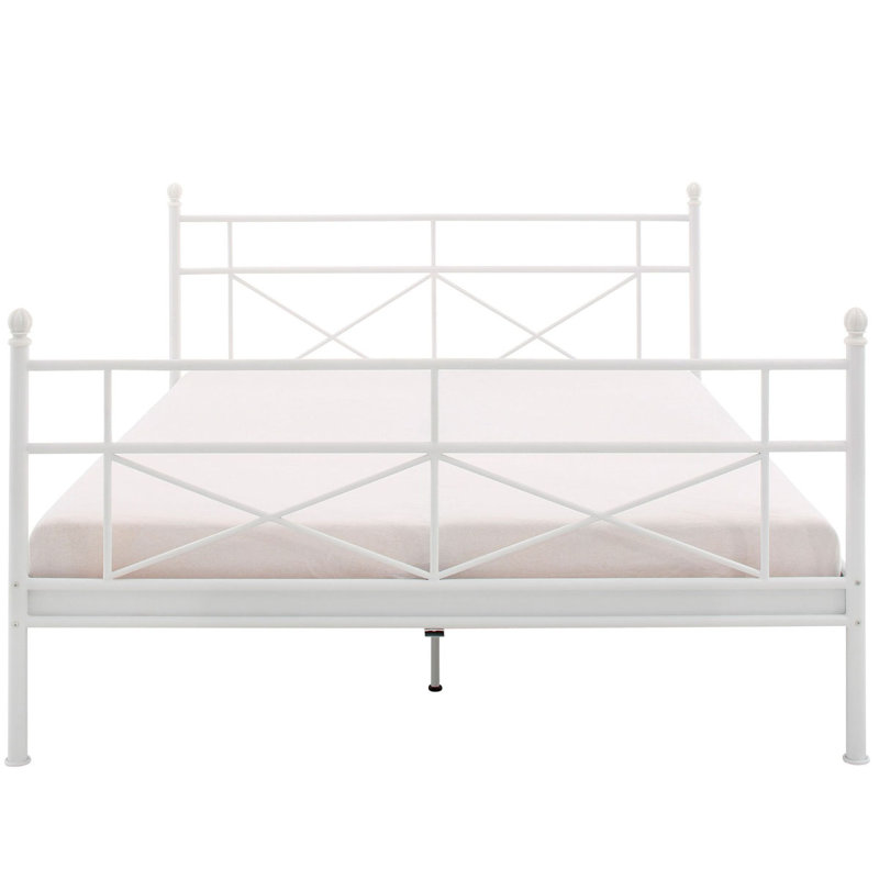 Styer Metal Bed, White, European Kingsize (160 x 200cm)