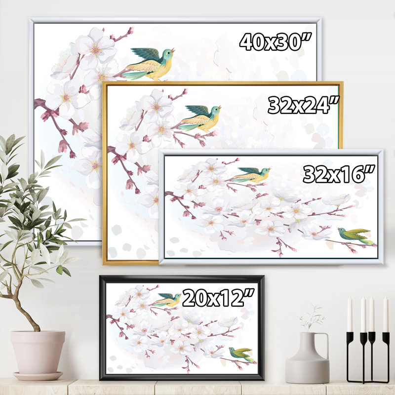 Cerisier en fleurs - Impression sur toile, H 24 po x l 32 po x P 1 po, Encadrement doré