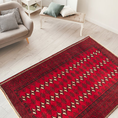 Hand-Knotted Khal Mohammadi Red Wool Rug 4'8" X 6'11"