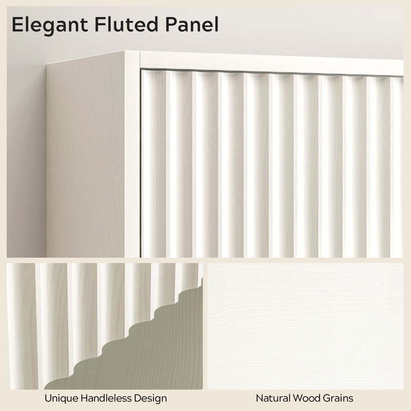 Fluted Bathroom Wall Cabinet，Sliding Barn Door Storage Cabinet - Adjustable Shelf Storage for Bathroom & Kitchen, White