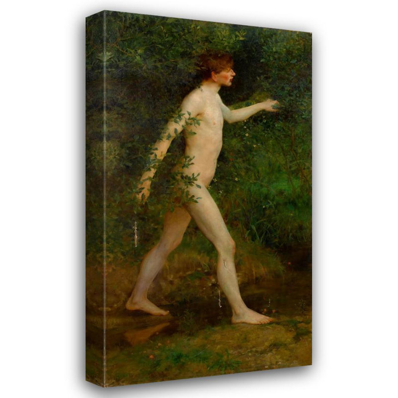 «A Woodland Bather» par Henry Scott Tuke - Art mural sur toile tendue avec châssis, H 18 po x l 14 po