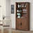 70in Tall Bookshelf 5 Tier Bookcase with Barn Doors and Adjustable Shelves, Farmhouse Book Shelf-2143735528