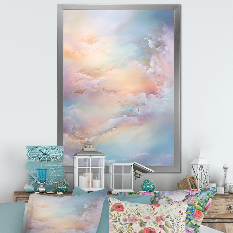 «Clouds Charm», art mural sur toile, Cadre simple argenté, H 44 po x l 34 po x P 1,5 po