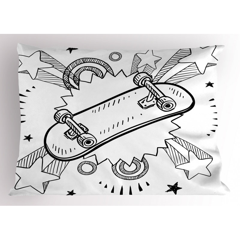 Black/White Polyester Microfiber Piece Sham, Twin