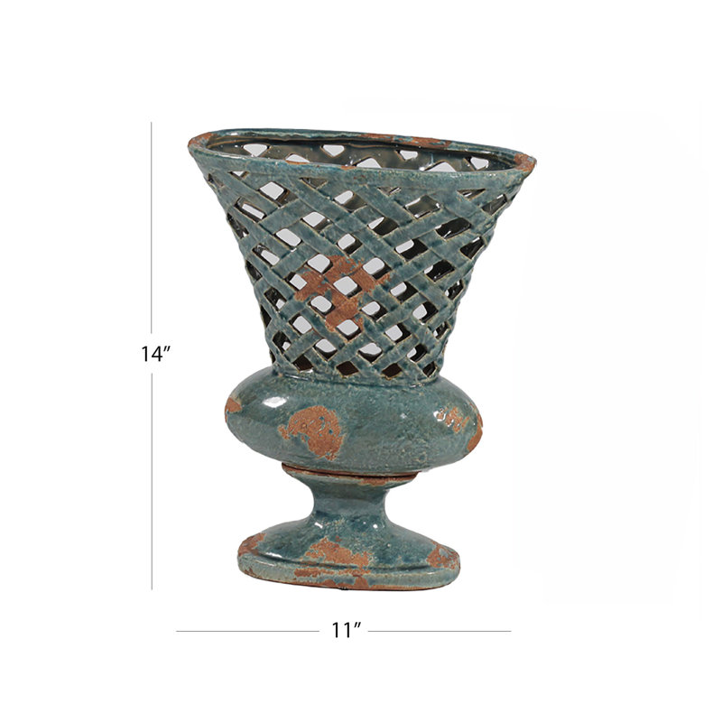 Vase de plancher en céramique Evanoff, H 14 po x l 11 po x P 11 po