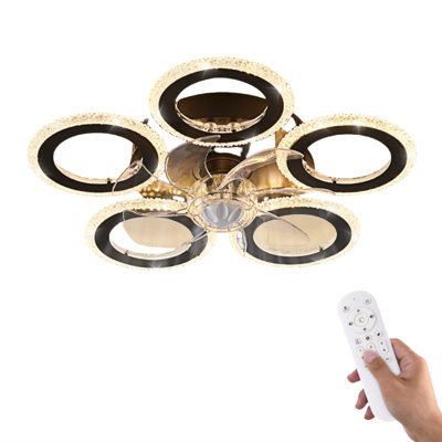 Ventilateur de plafond à télécommande avec lumières, ventilateur de plafond à personnalité géométrique de 20 po avec éclairage, ventilateur de plafond à profil bas de couleur à 6 vitesses et 3 lumières pour cuisine, salon et chambre à coucher