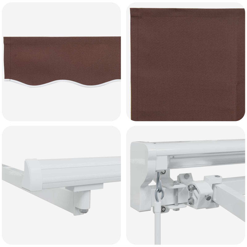 vidaXL Polyester Retractable Patio Awning, 450cm W x 300cm D, Brown/White