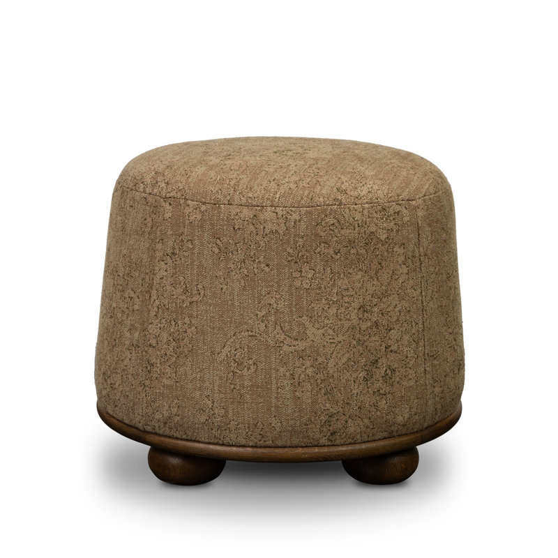 BILBURY Round Ottoman, Worn Oak Dmask