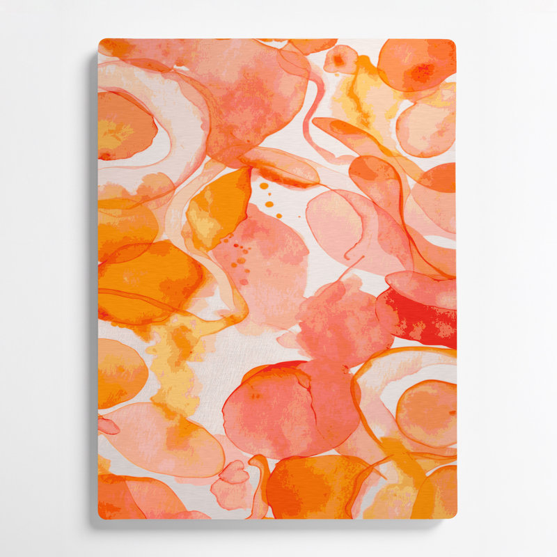 Aquarelle abstraite, art mural en métal orange 17, H 12 po x l 18 po