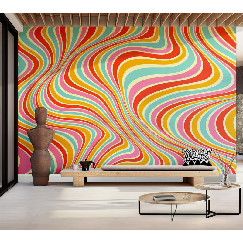 Premium Wallpaper Wall Mural - Psychedelic Waves, 96" L x 120" W