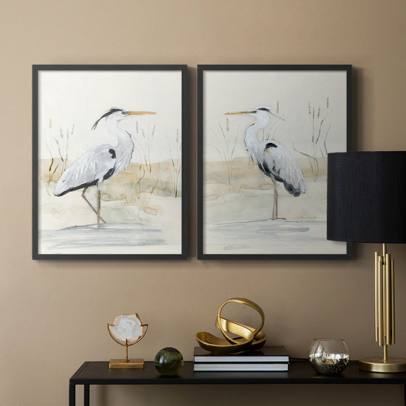 Reproduction encadrée Heron I-Premium - prête à être accrochée - aucun clou requis - aucun clou requis, H 15 po x l 24 po