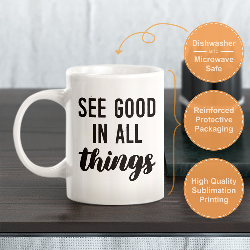 Tasse à café See Good in All Things, Ensemble de verres à lait, Plastique polypropylène