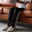 Causeuse coussin orange en cuir véritable-1317101970