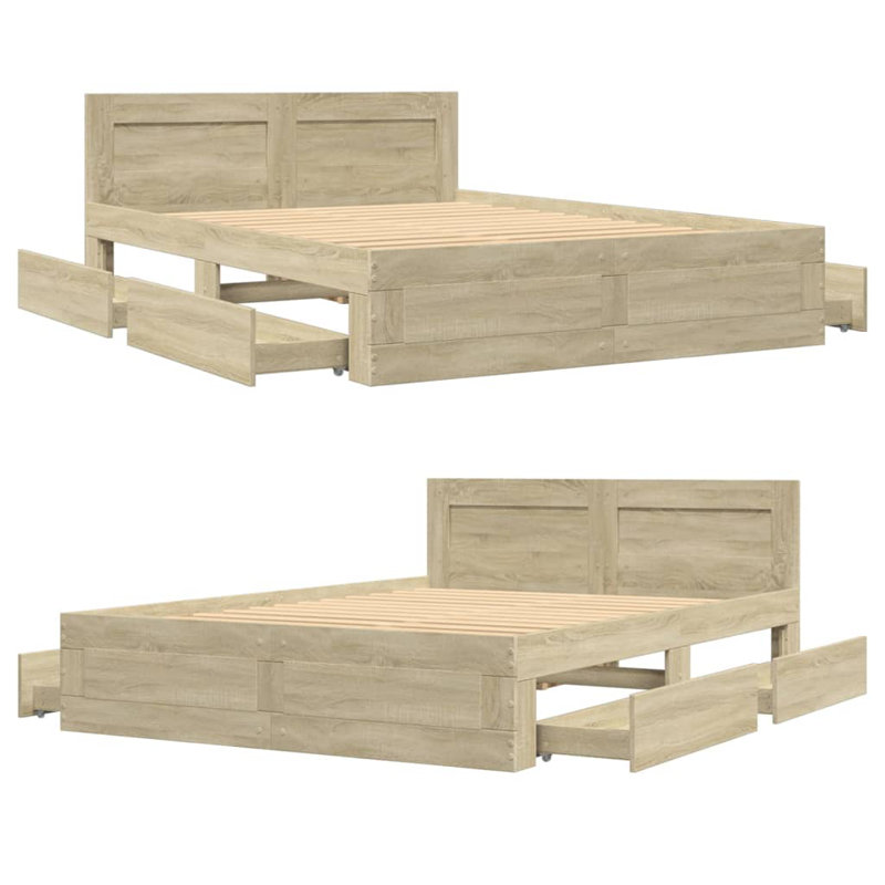 Storage Bed, European Double (140 x 200 cm), Sonoma Oak