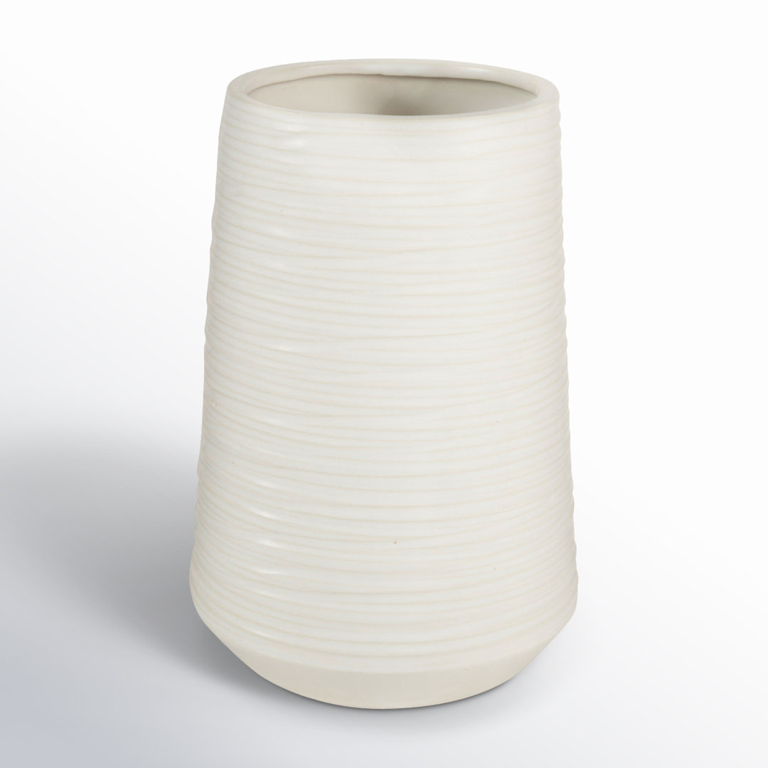 Porcelain Ceramic Ribbed Decorative Vase Birch Lane™ 