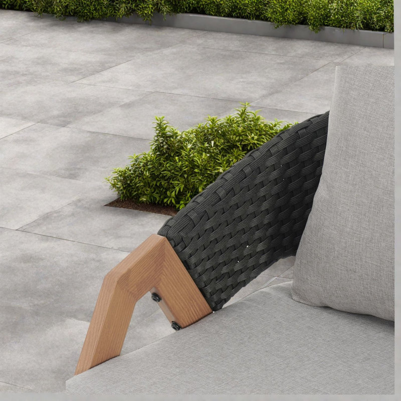 Straight Patio Sectional Set with Cushions, Gray