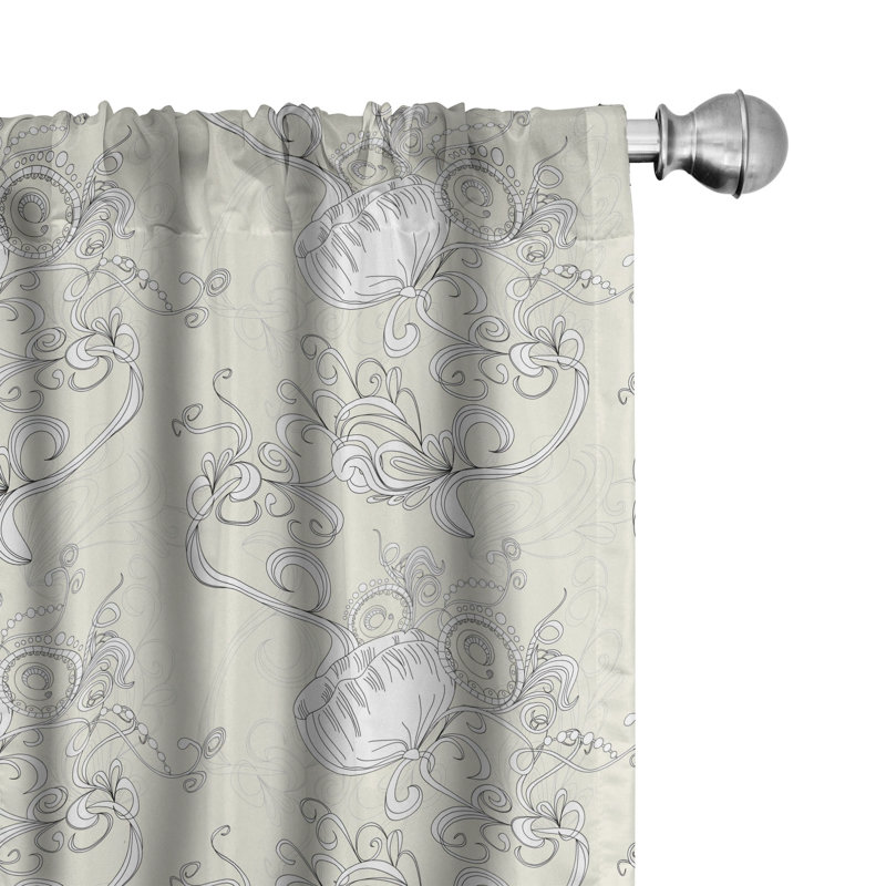 Art Nouveau Semi-Sheer Rod Pocket Curtain Panels, 28" x 95"