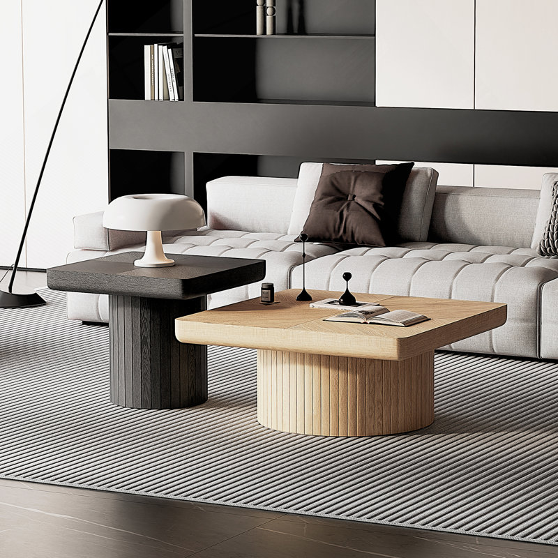 Ensemble de tables gigognes Modern Wood, Noir, naturel