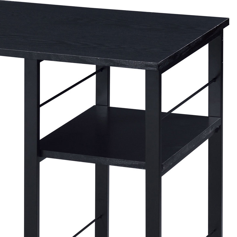 Bureau d'écriture rectangulaire noir à 2 tablettes, Noir