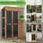 Outdoor Storage Cabinet Wood & Metal with Waterproof Roof, Garden Tool Shed with 4 adjustable reinforced feet with metal brackets, 3 Removable Shelves, 6 T-Hinge, Magnetic door