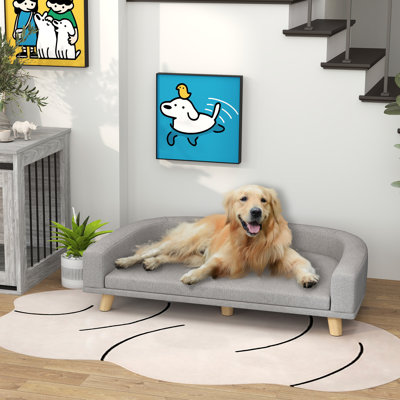 Pet sofa with Backrest and Armrests, Dog Sofa Couch Bed with Washable Cushion for Large Dogs, Cats