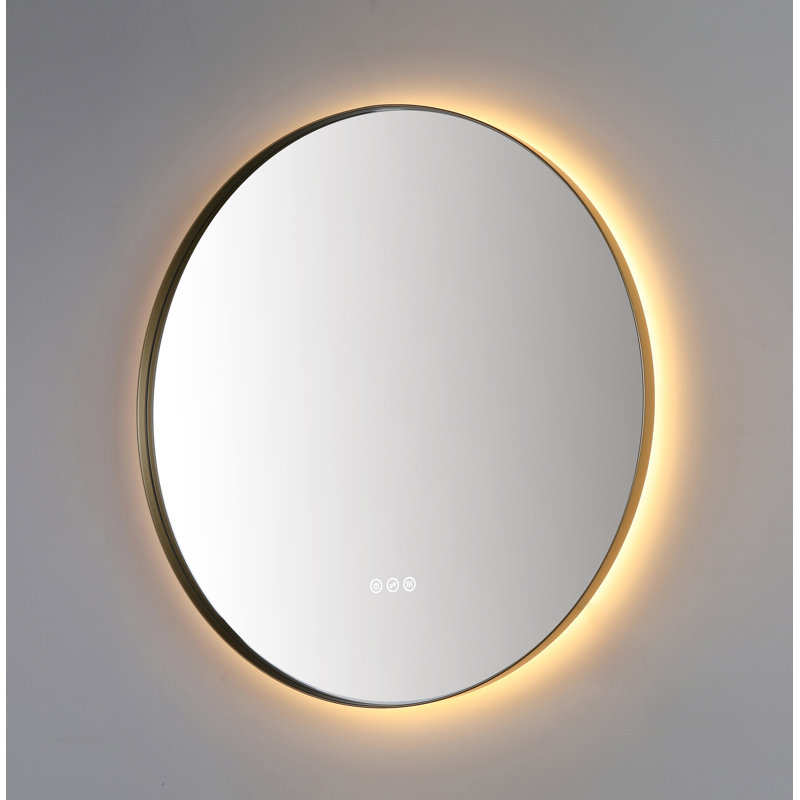 Shell LED Mirror, 29.52" x 29.52", Gold, Round