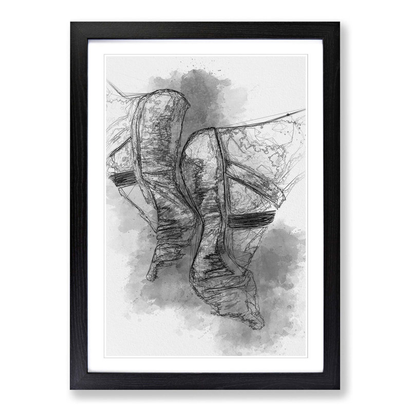 The Feet of a Ballet Dancer in Abstract - Picture Frame Graphic Art Print, 48cm H x 36cm W x 2cm D, Black Framed
