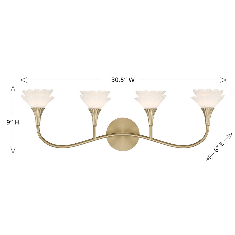 Luminaire pour meuble-lavabo de salle de bain 4 lumières Florena en laiton noble par Breegan Jane, 4