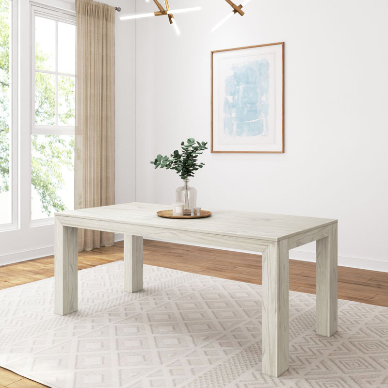 Table de salle à manger Chalonda, L 35,8 po x L 72,25 po , Sable blanc brossé au fil