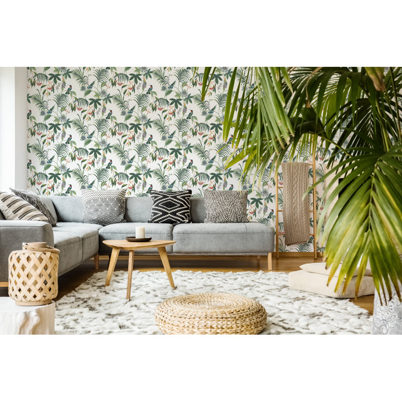 Adilah Floral Vinyl Wallpaper Roll, White