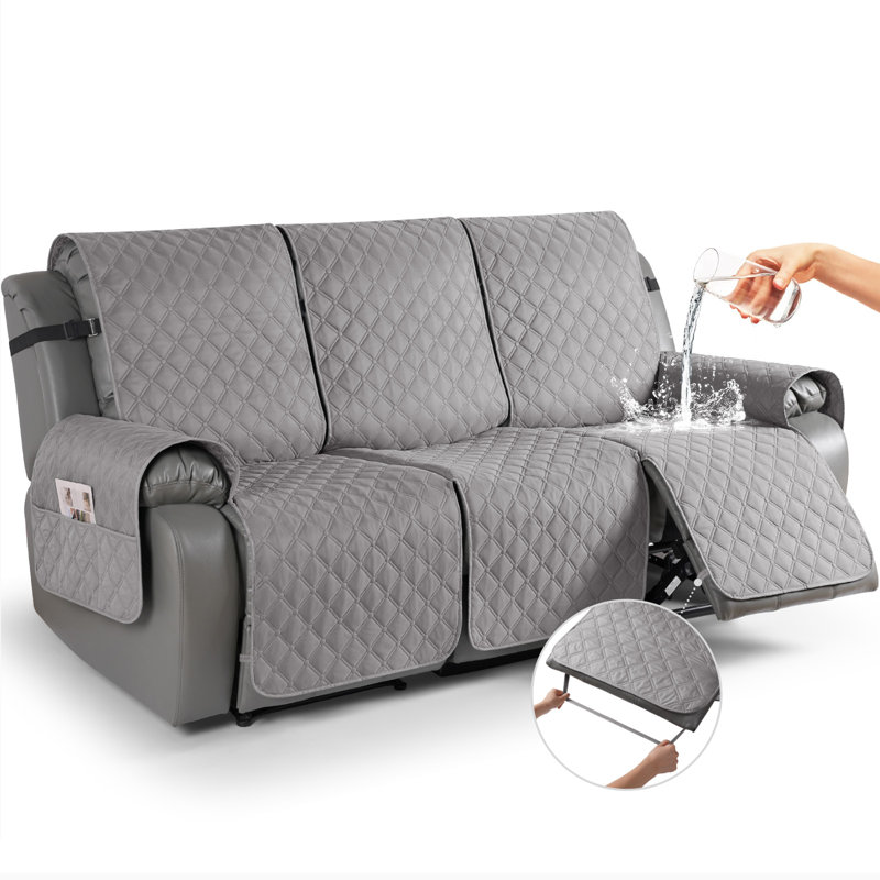  Housse pour fauteuil inclinable et imperméable Wildee, Microfibre gris clair, 3 Seat