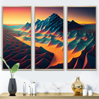 Abstract Hills In Magenta Yellow And Blue II " Abstract Hills In Magenta Yellow And Blue II " 3 - Pieces