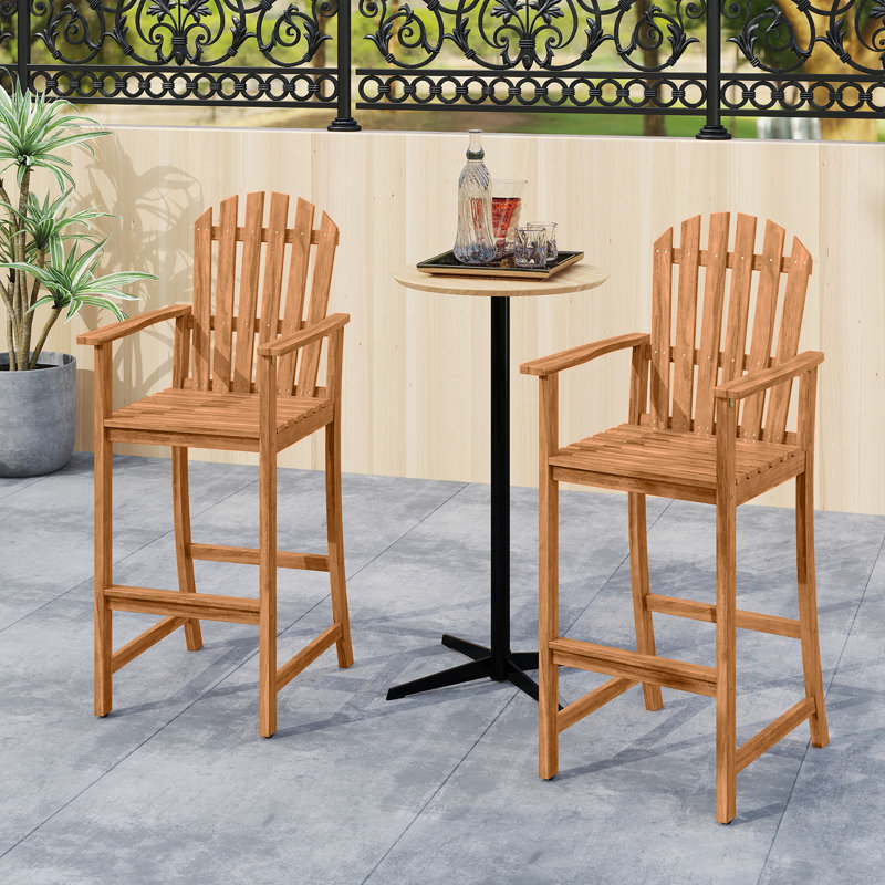 Chaise 2 pièces Adirondack avec accoudoirs et repose-pieds pour terrasse, 2, Brun