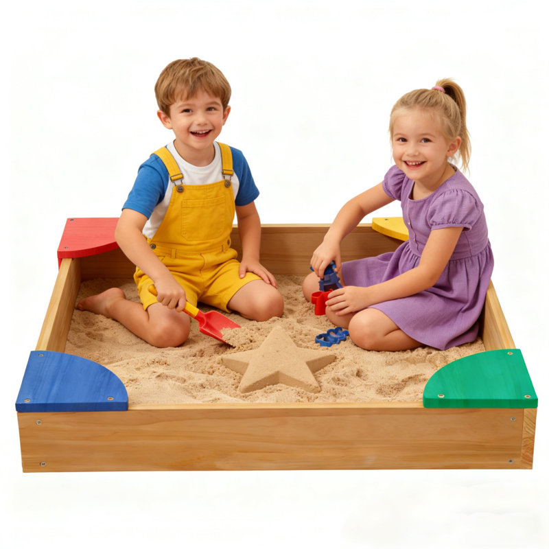 34'' x 5.5'' Solid Wood Square Sandbox