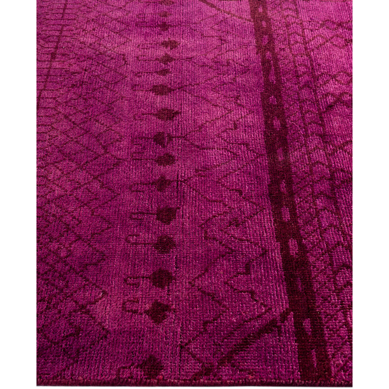 Overdyed Hand-Knotted Wool Modern-Contemporary Purple Area Rug 3' 10" x 6' 2"