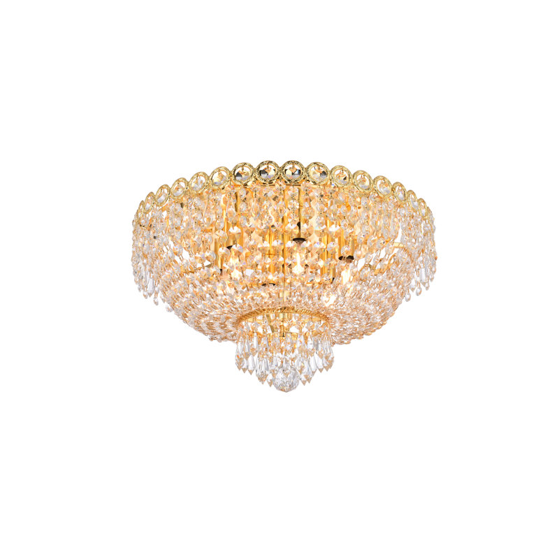Century Century Cristal taillé royal clair, Six lumières, Doré, H 10 po x l 18 po x P 18 po