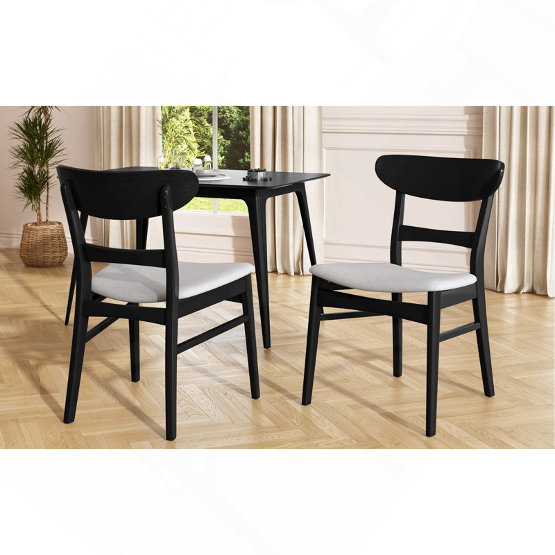 Chaise de salle à manger (ensemble de 2), Gris clair, Noir