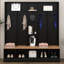 Arbre d'entrée 4 en 1 avec banc de rangement, armoire à chaussures minimaliste avec rangement et tablettes cubiques, portemanteau avec 8 crochets-1913816756