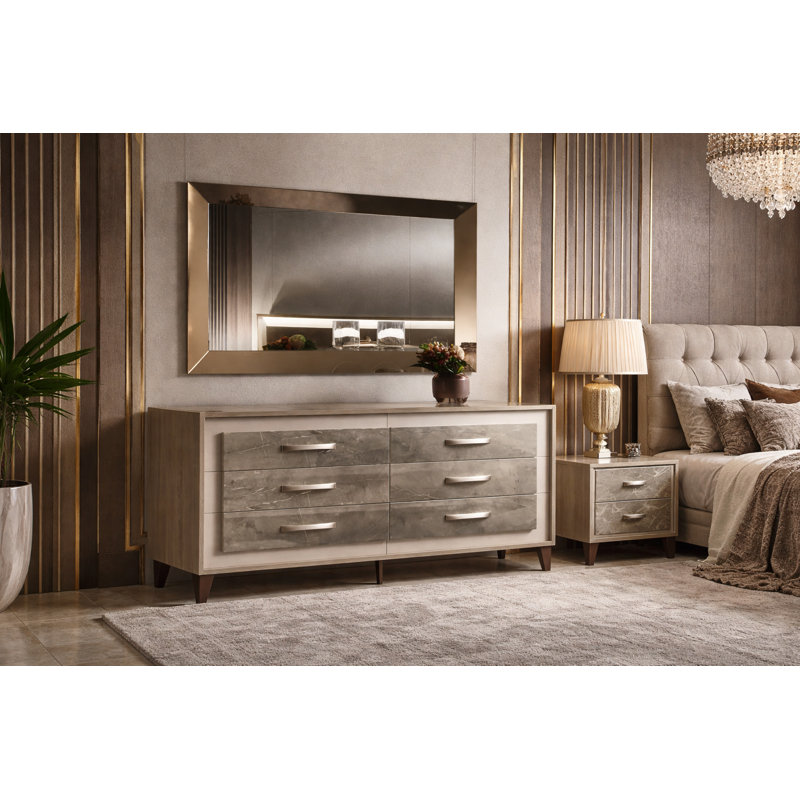 Ensemble de commode double et miroir Monaco