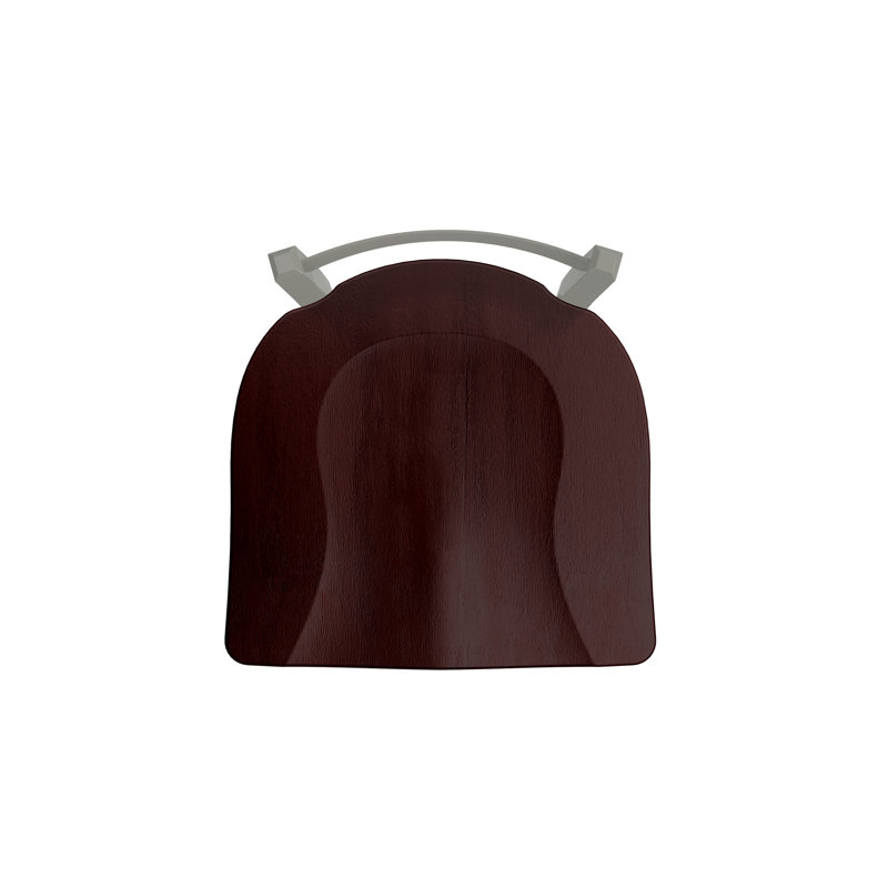 Tabouret de coiffeuse en métal Catalina, Nickel anodisé, Bois - Érable cerisier foncé