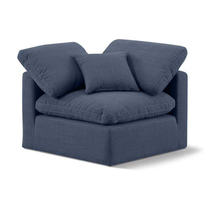 Fauteuil Musheerah, Tissu texturé en lin bleu marine