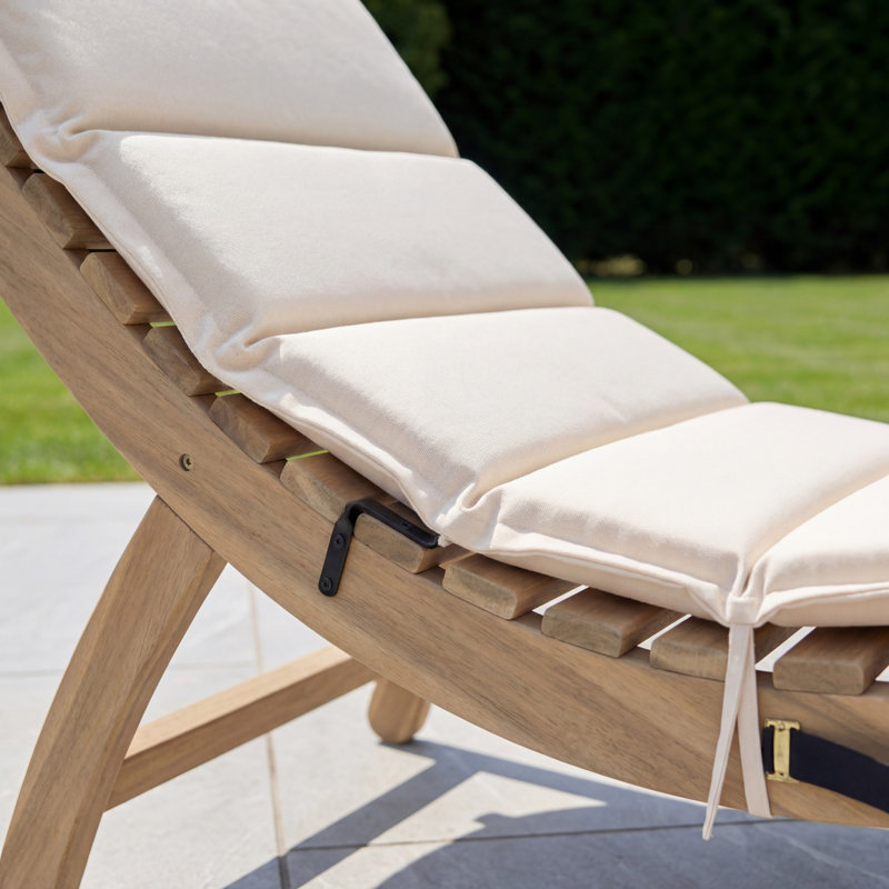 168cm Long Acacia Single Chaise, Beige