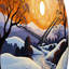 Horloge murale Winter River At Night I-93379549