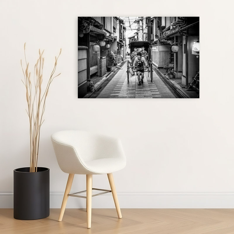 «Rickshaw japonais», impression d'art mural contemporain, H 24 po x l 36 po