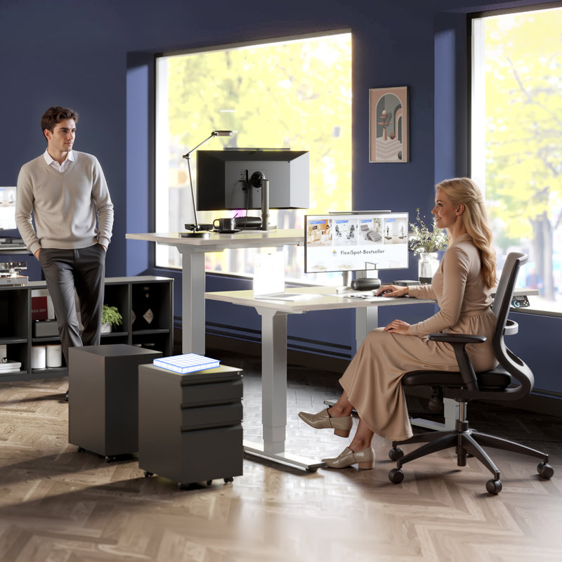 Bureau debout 71 po Cyberx, Noir, 50" H x 71" W x 32" D
