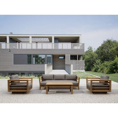 Cordoba Teak 5 - Person Patio Conversation Set with Sunbrella® Cushions