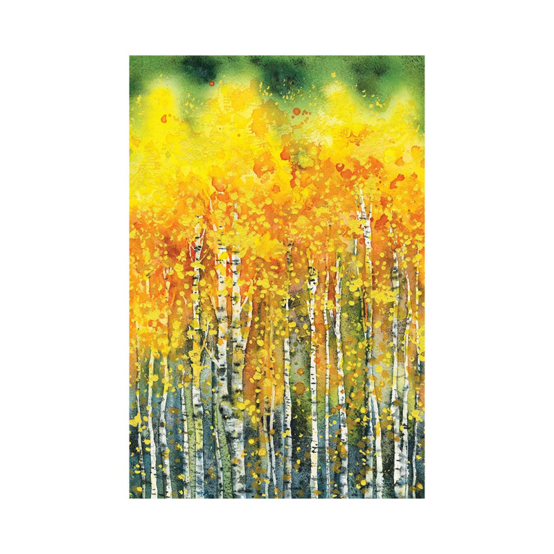 Golden Aspen Trees 1 Piece Wall Art on Canvas, 30.48cm H x 20.32cm W