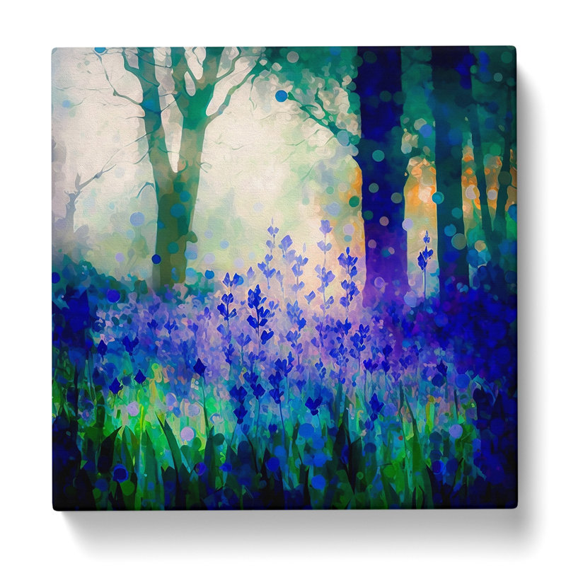 Bluebell Field Abstract Art - Print, 35cm H x 35cm W x 3cm D