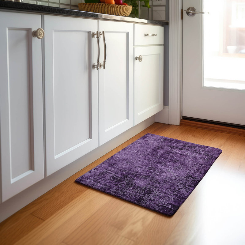 Cerrito AMF559 Machine Washable Premium Purple Rug, Rectangle 1 pi 8 po x 2 pi 6 po